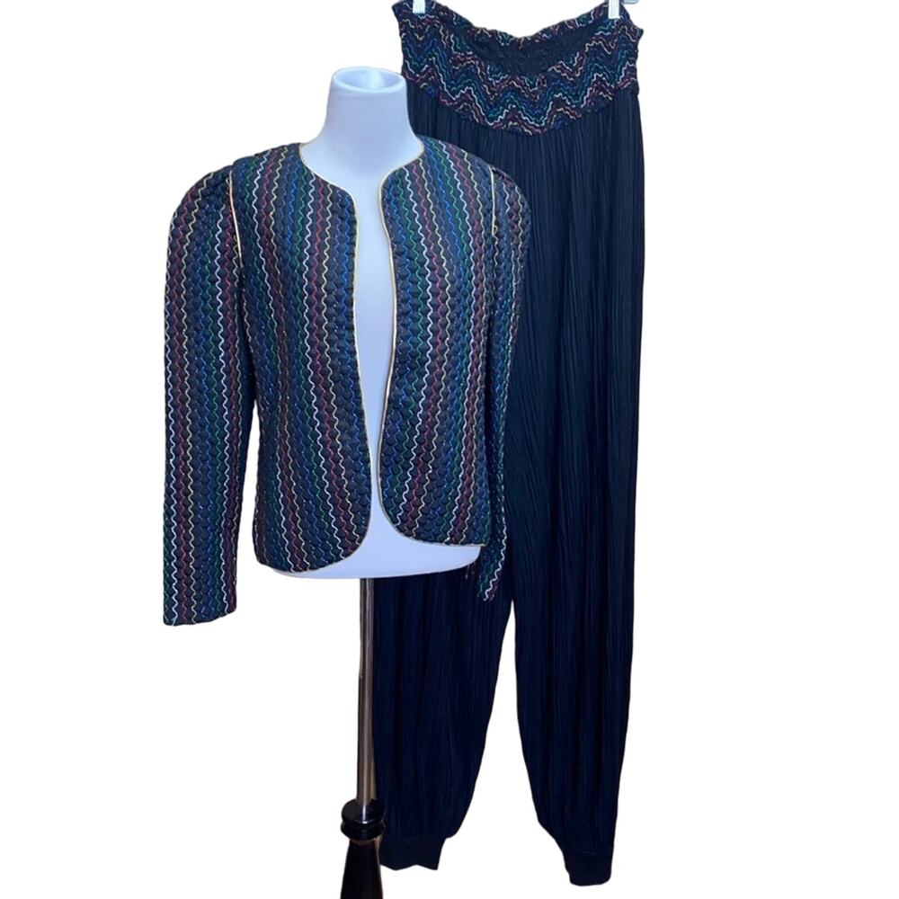 Vintage 2 Piece Pleated Color Stitching Outfit